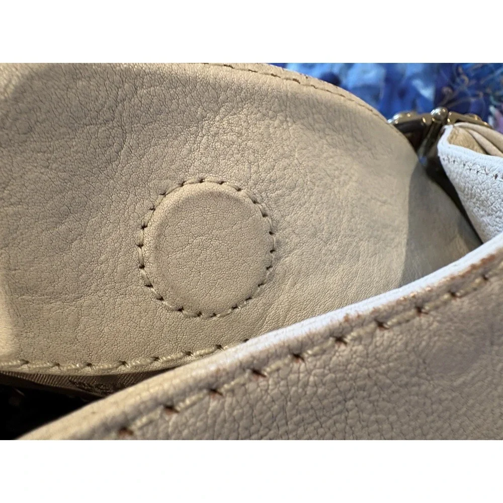 Michael Kors Women's Hobo Bag Joplin Large Soft Leather White PebbleGold Hinge